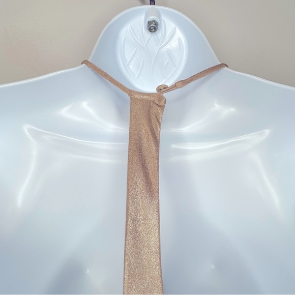 Halston Heritage Gold Metallic Carwash Dress Size M - Picture 11 of 15